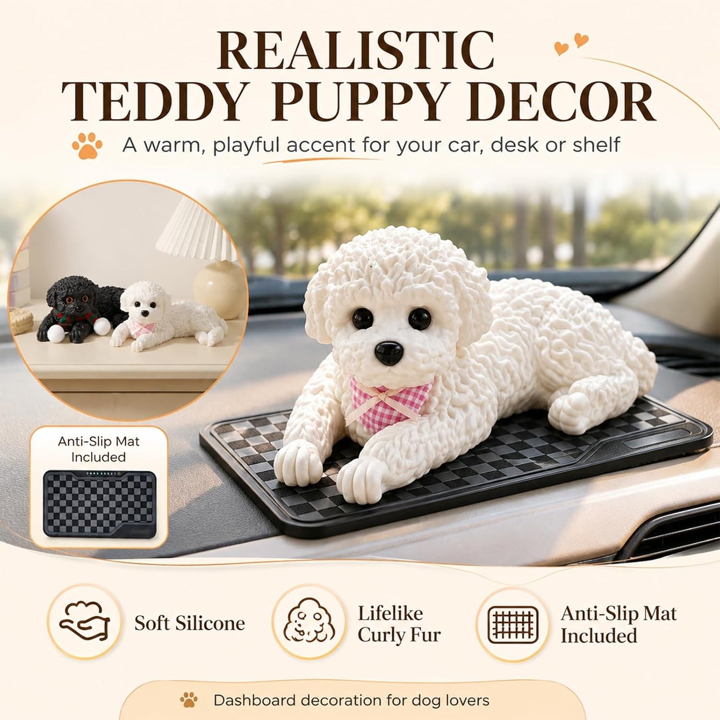Silicone Dog Dashboard Decor with Anti-Slip Mat