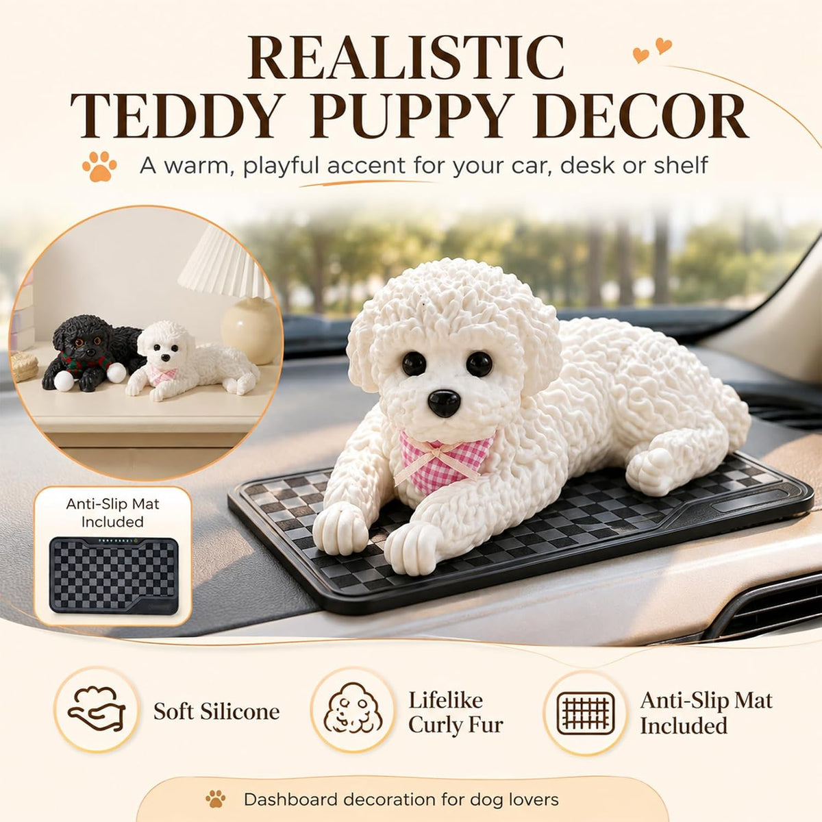 Silicone Dog Dashboard Decor with Anti-Slip Mat