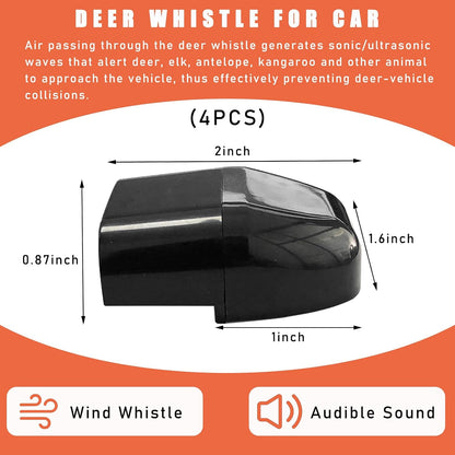 4 PCS Deer Whistles for Car, Universal Deer Horn with Rubber Pads