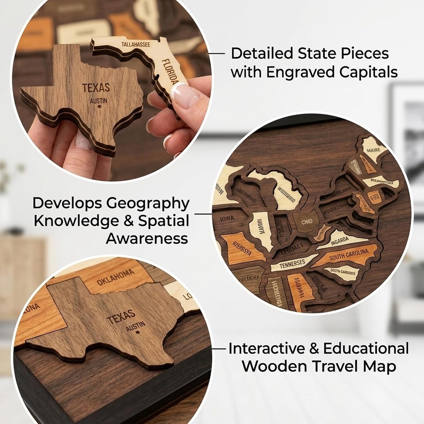 Wooden USA Travel Map Puzzle