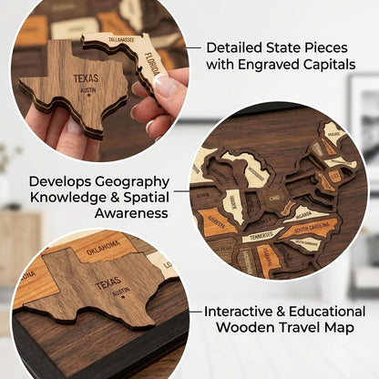 Wooden USA Travel Map Puzzle