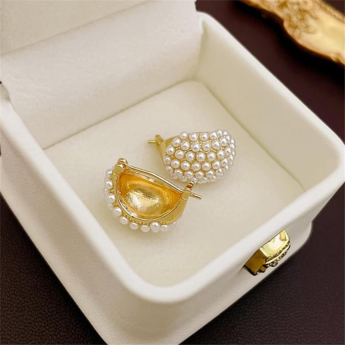 Sweet Cluster Imitation Pearl Hoop Earrings Fashion Jewelry for Women