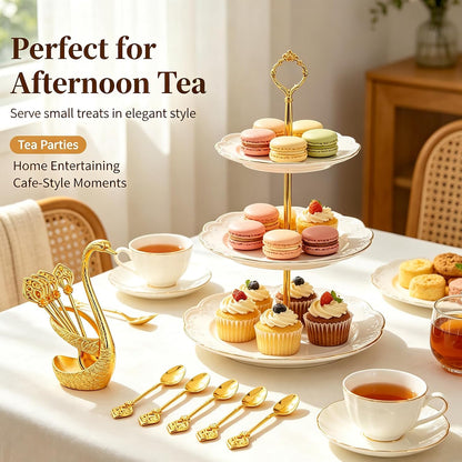 Swan Coffee Spoon Set - 6 Pack Spoons with Holder