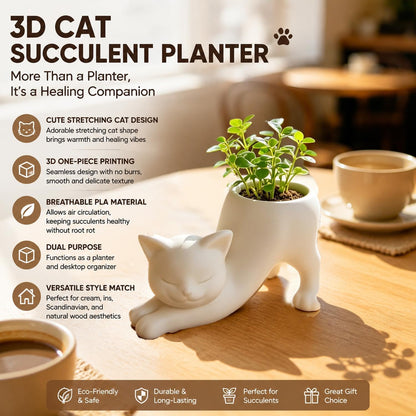 Cat Shaped Planter Pot for Indoor Windowsill Desktop Home Decor