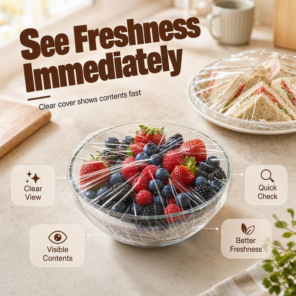 300 Pcs Disposable Stretch Food Cover Elastic Bowl Covers