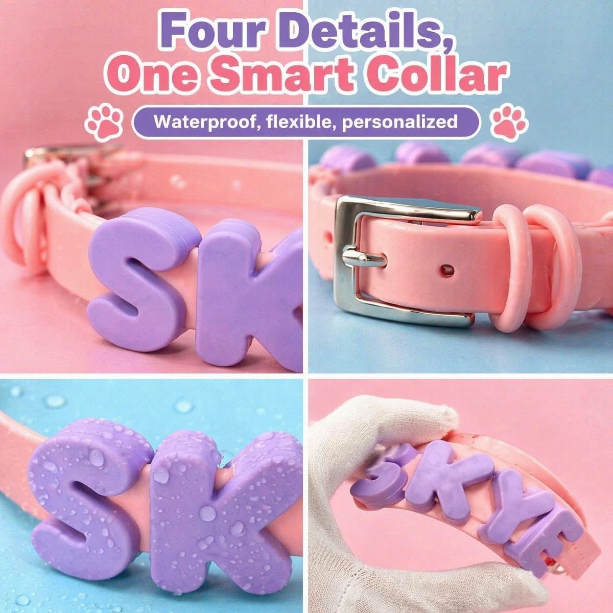 Personalized Waterproof Silicone Dog Collar with Name