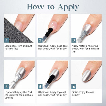 Silver Mirror Nail Polish, Quick Dry Metallic Nail Polish High Shine