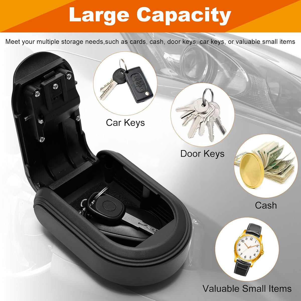 Conceals Keys Box - Features Combination Lock with Resettable Password