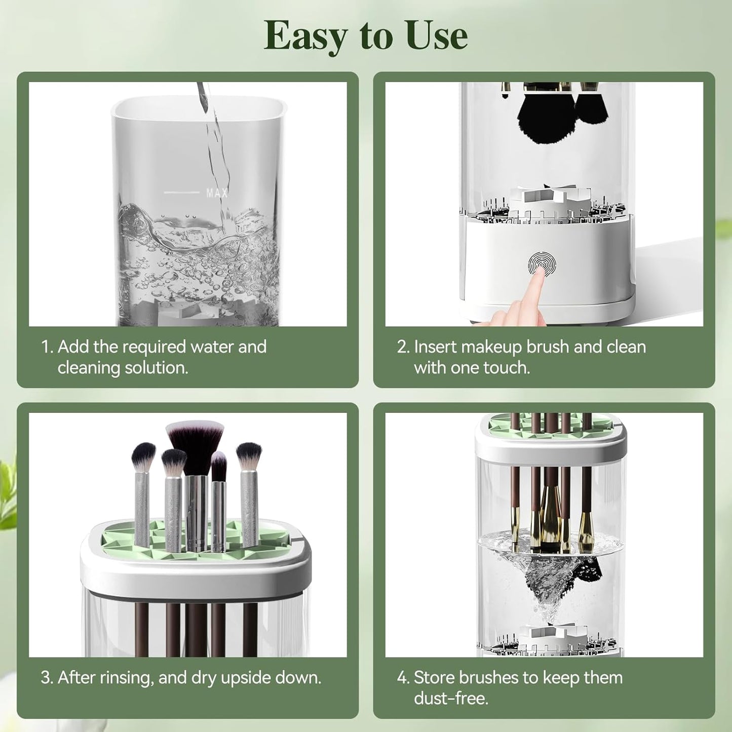 Portable Electric Makeup Brush Cleaner with Built-in Stand
