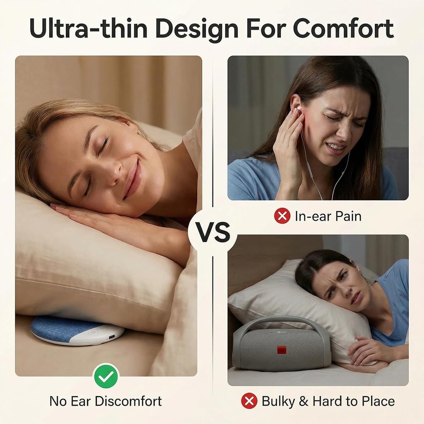 2026 New Bluetooth Pillow Speaker for Sleeping, Ultra-Thin 1.1cm Under Pillow Speaker