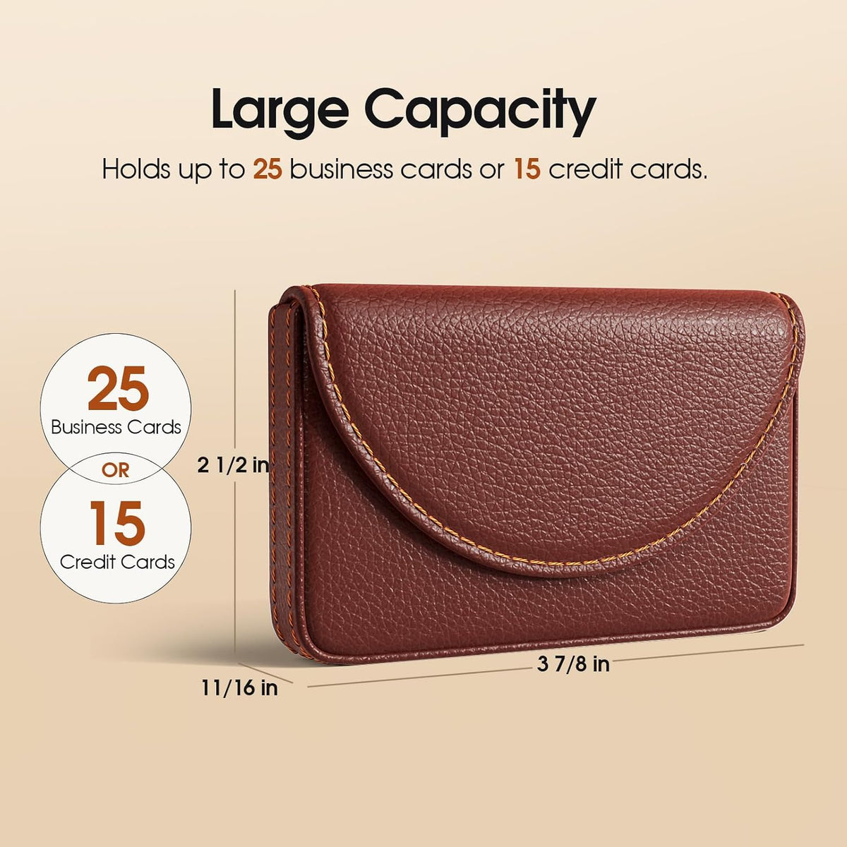 PU Leather Business Card Holder Case - Slim Stylish Portable Carrier