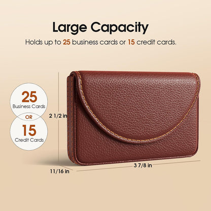 PU Leather Business Card Holder Case - Slim Stylish Portable Carrier