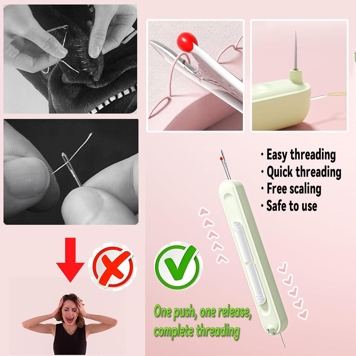 2 in 1 Needle Threader Seam Ripper Tool