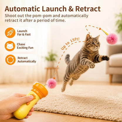 Cat Balls Fetch Toy with Retractable Rope and Fuzzy Ball