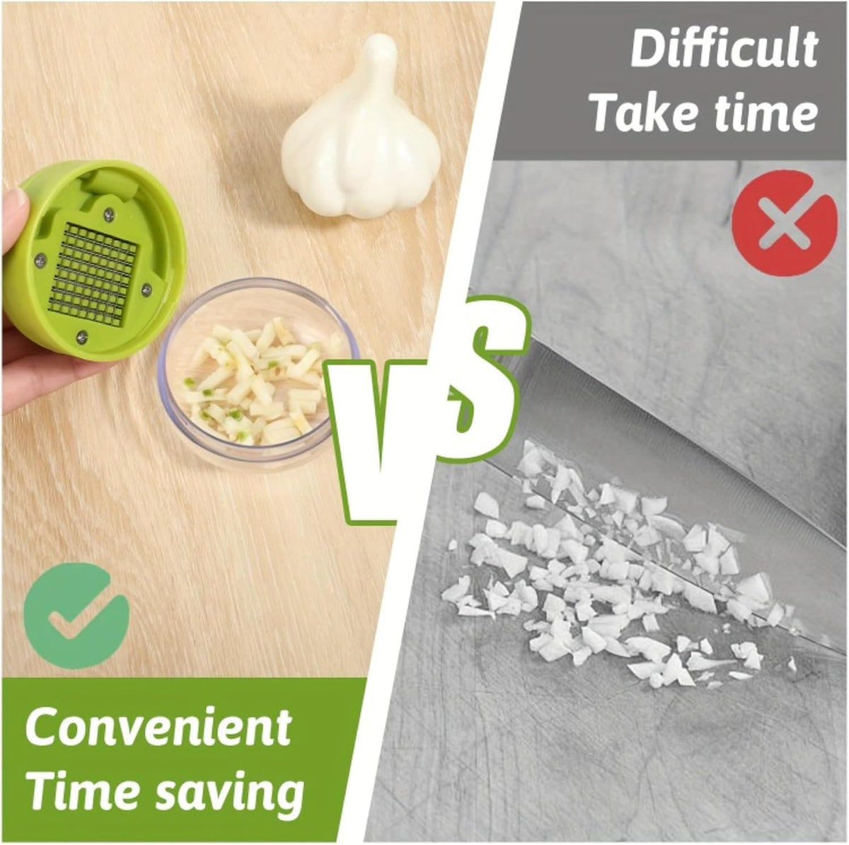 Mini Garlic Chopper and Press with Container，Garlic Press Stainless Steel