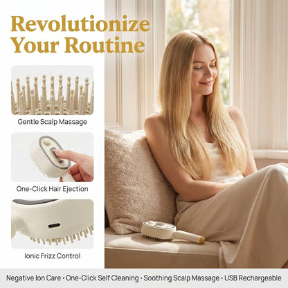 Electric Steaming Massage Hair Care Brush For Reduce Frizz, Nourishes Hairs, Anti-Static