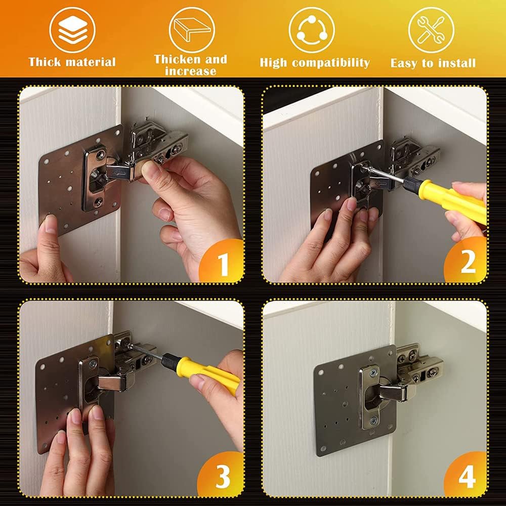 4 Pcs Cabinet Hinges Repair Plate