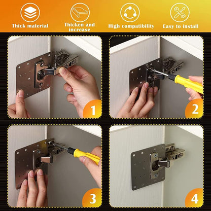 4 Pcs Cabinet Hinges Repair Plate