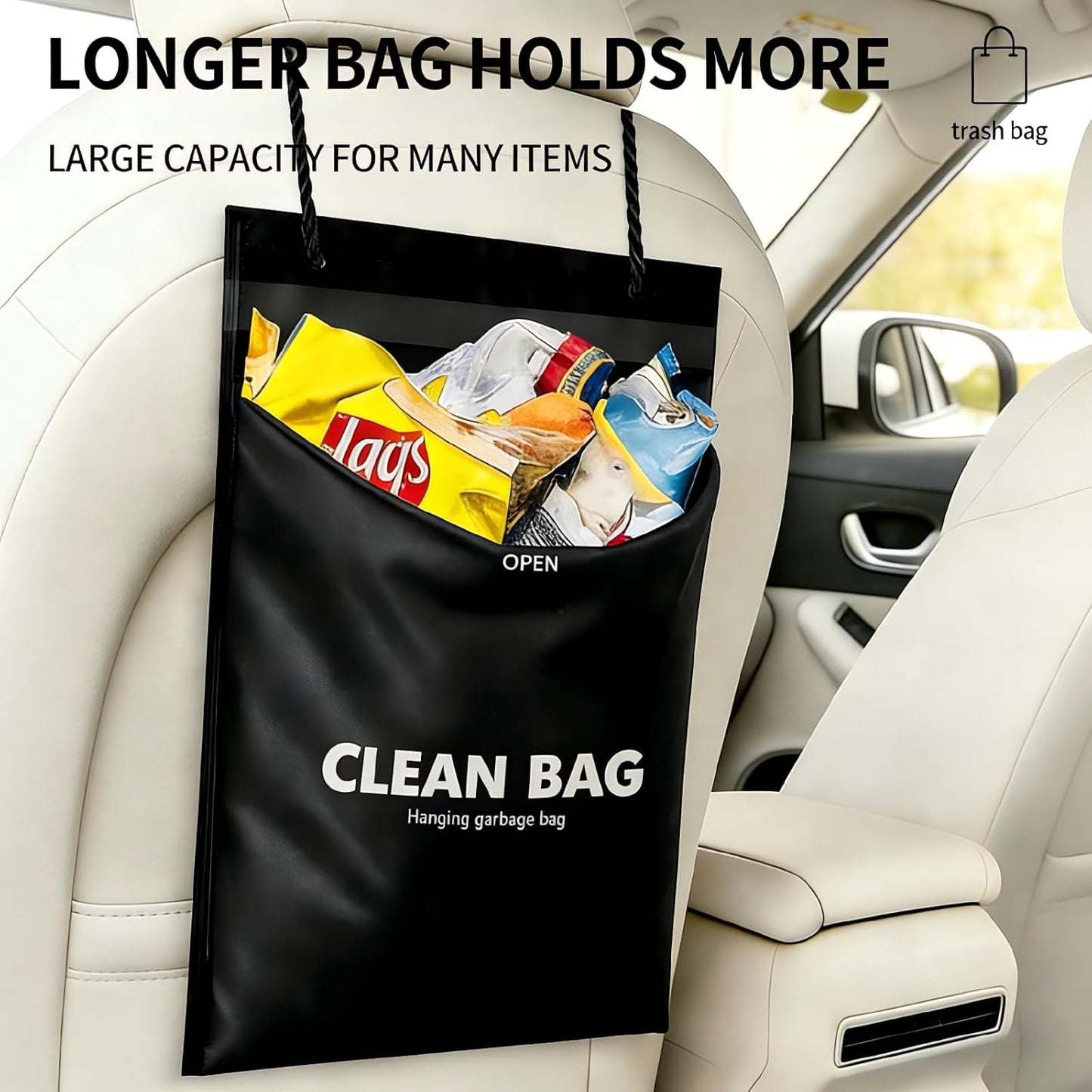 50 Count Recycled Disposable Car Trash Bags with 2.5 Gallon Heavy Duty Alternative