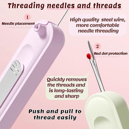 Upgraded Plug-in 2 in 1 Needle Threader Seam Ripper Tool