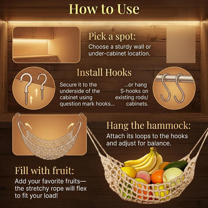 Hanging Fruit Hammock Under Cabinet