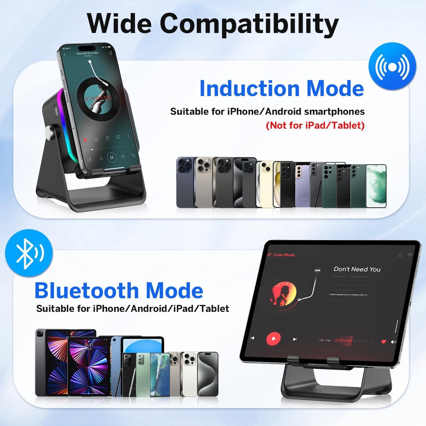 Smart Induction Speaker Portable Audio Dock for Home Office Gift
