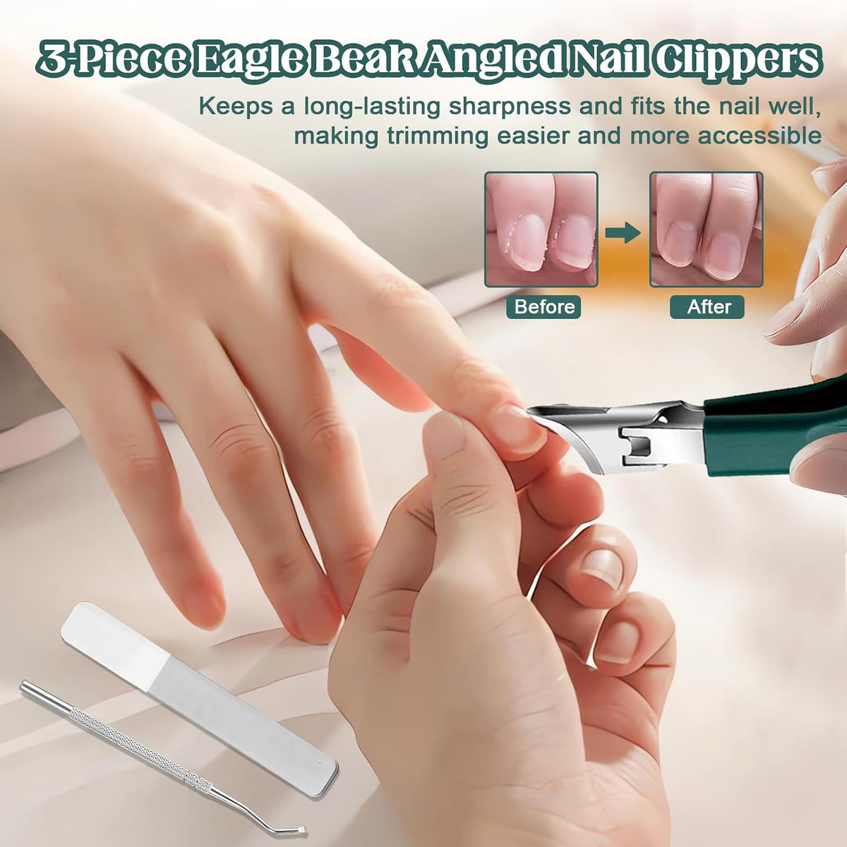 Eagle Beak Beveled Nail Clippers Manicure Set, Anti-Splash Slanted