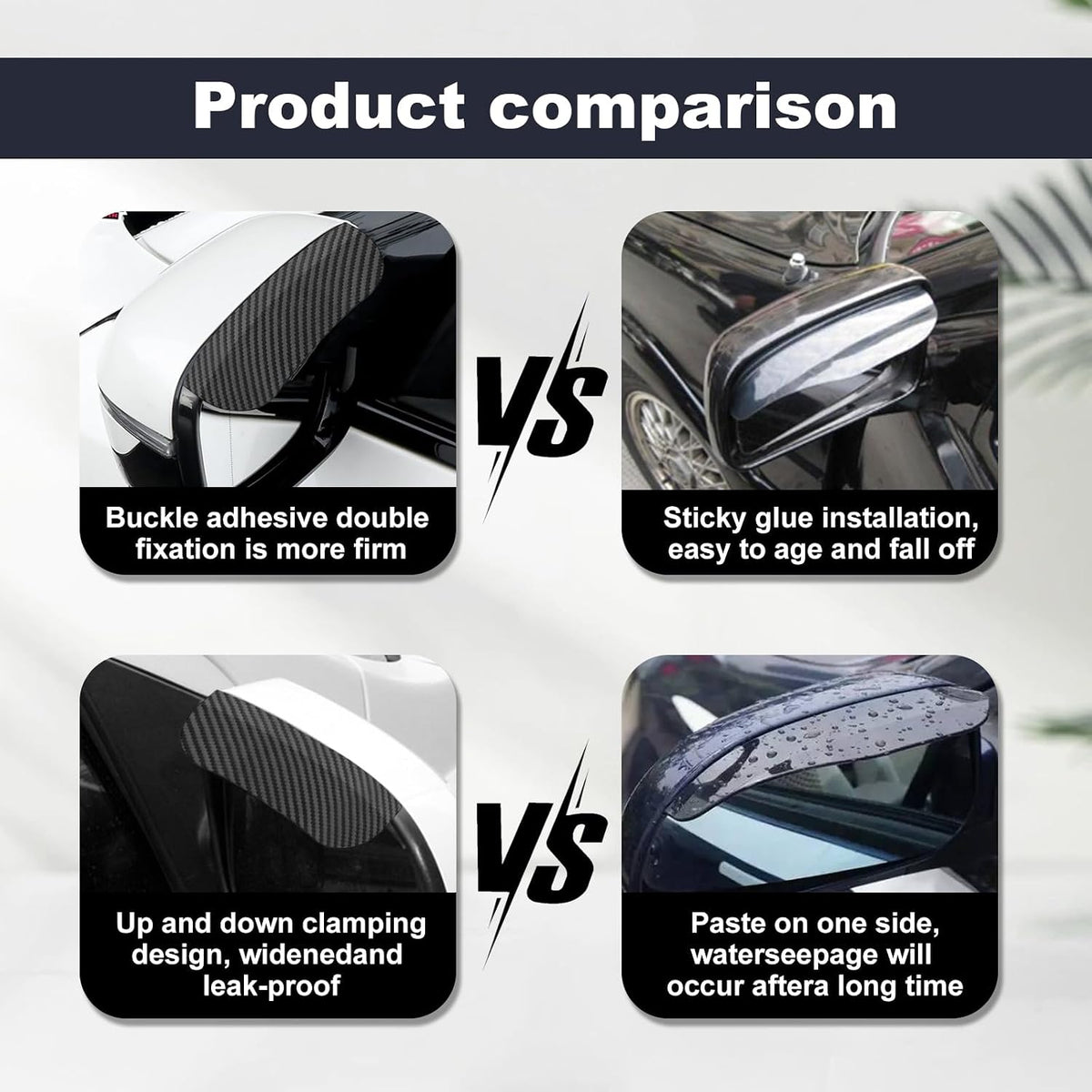 4-Pack Rearview Mirror Rain Cover - Carbon Fiber Material