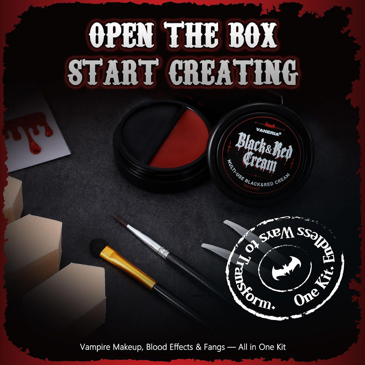 Halloween Vampire Makeup Kit, SFX Face & Body Paint Set