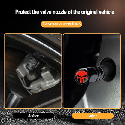 Skull-Shaped Tire Valve Cap Set – Airtight, Dustproof Caps For Car Wheels