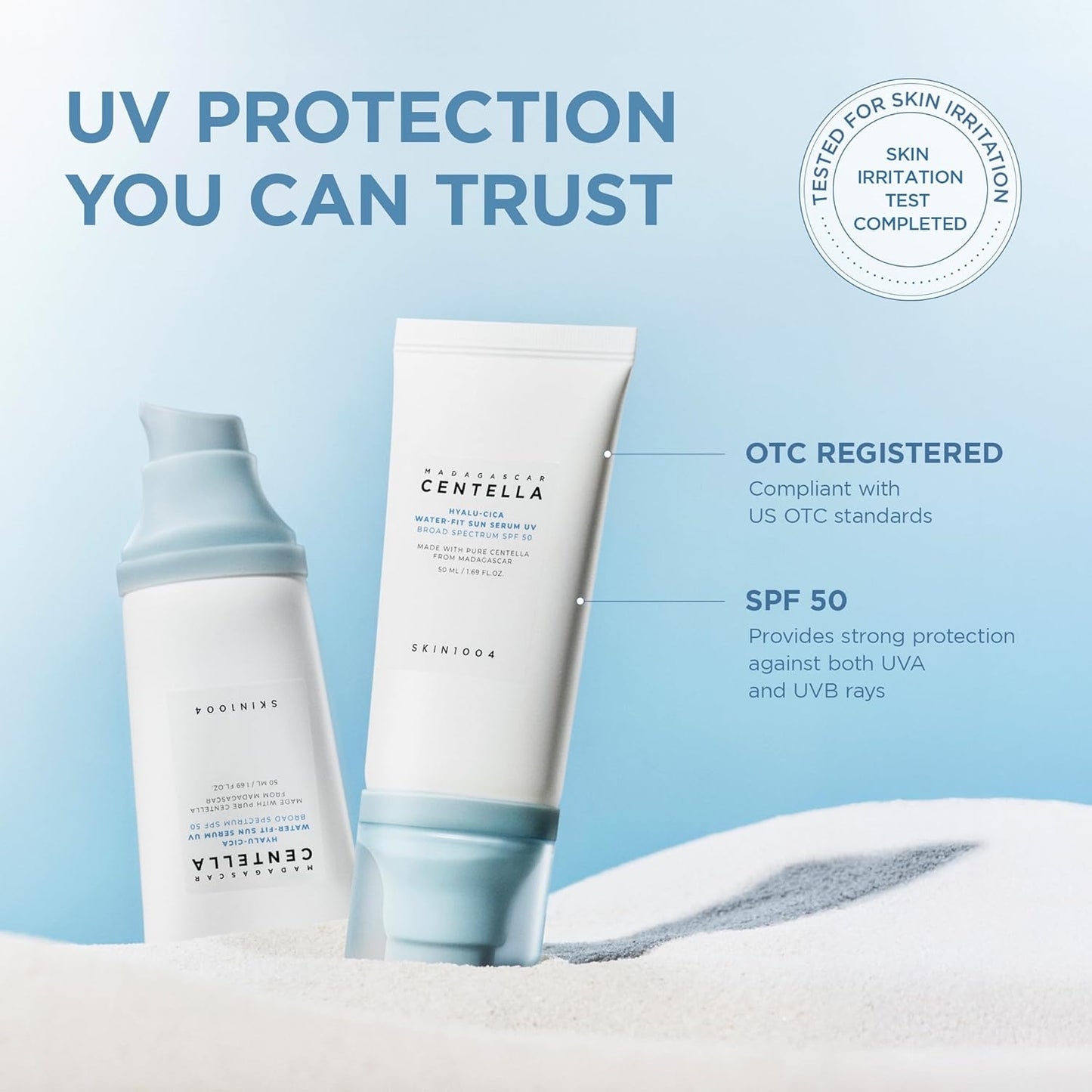 Centella Water-Fit Sun Serum UV, Sunscreen SPF 50 with Hyaluronic Acid