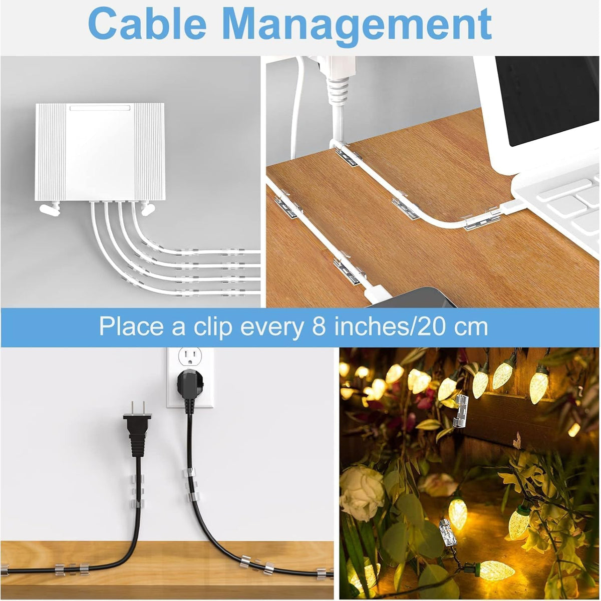 30 Pcs Multi-Purpose Cable Organizer Adhesive Wire Clip