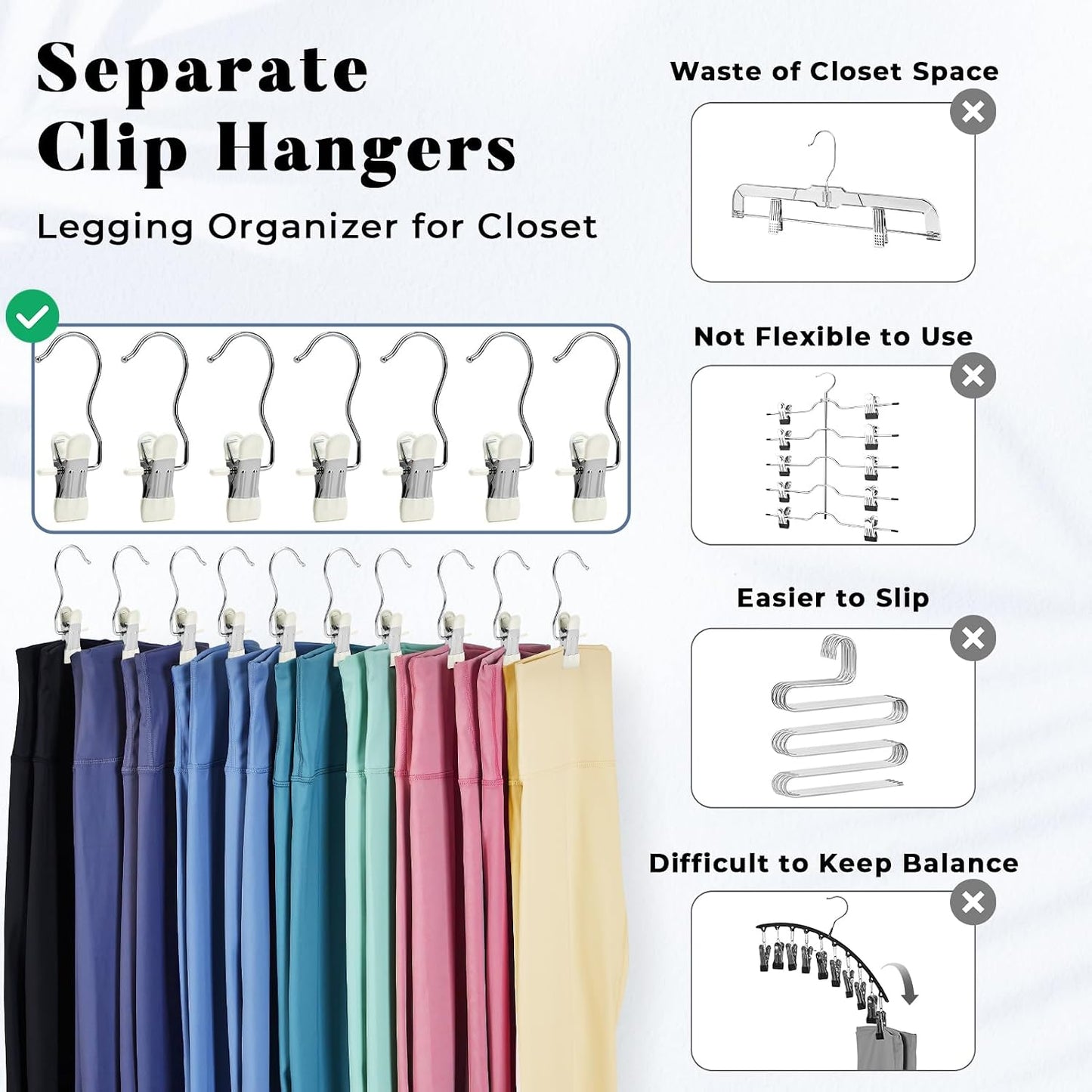 10 Pack Hanging Clothes Pins Chip Clips for Workout Sets, Hat, Bag