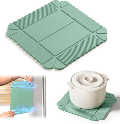 Foldable Magnetic Silicone Trivet & Pot Holder, Kitchen Heat Resistant Mat