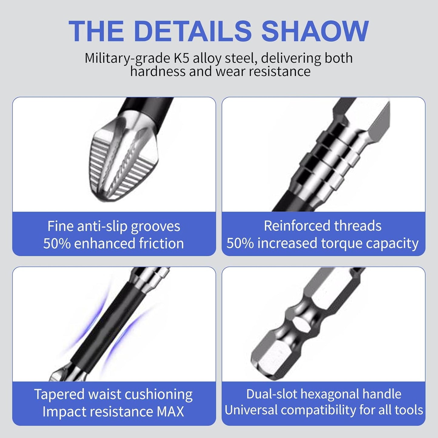 High Magnetic Screwdriver Drill Bit Set, 25 50 65 70 75 90 100 120 150mm (9Pcs)