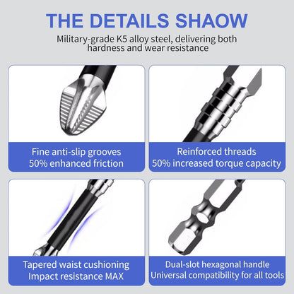 High Magnetic Screwdriver Drill Bit Set, 25 50 65 70 75 90 100 120 150mm (9Pcs)