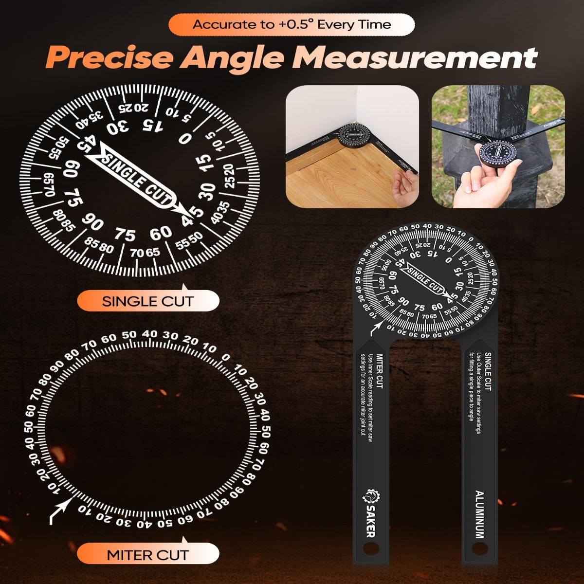 Aluminum Alloy Miter Saw Protractor | 7-Inch Rust-Resistant Angle Gauge