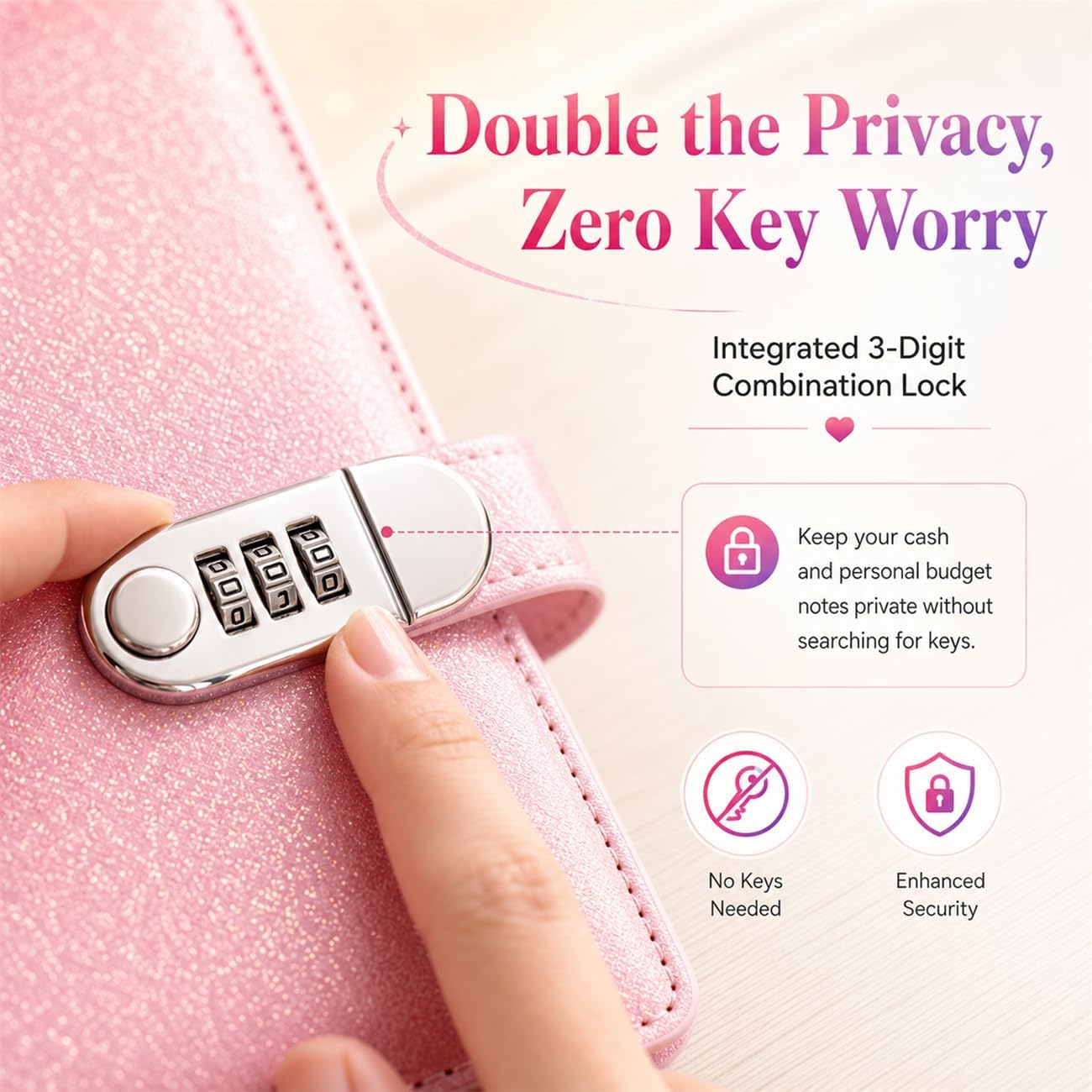 Sparkle Cash Savings Binder with 3 Digit Combination Lock