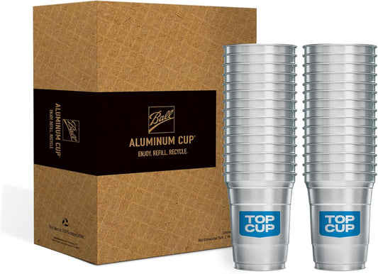 Reusable Aluminum Cold Beverage Drinking Cups, Durable & Recyclable for Parties, BBQ, Camping & Events