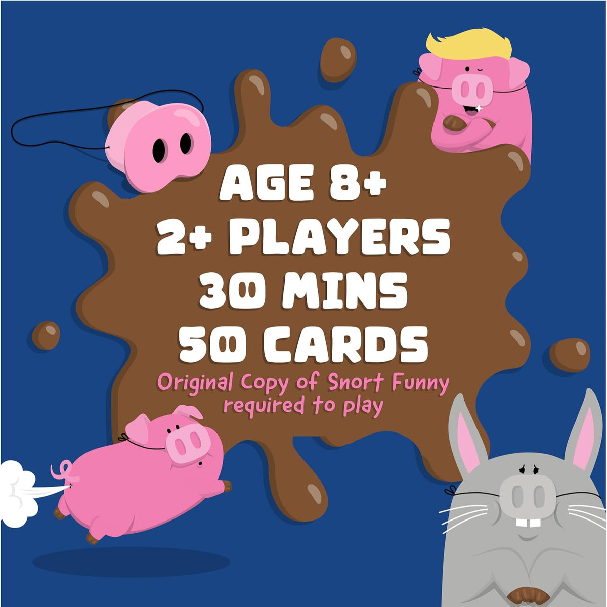 Hilarious Try Not to Laugh Party Game with 5 Pig Noses & 150 Challenge Cards