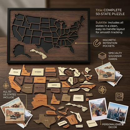 Wooden USA Travel Map Puzzle