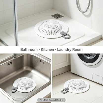 2 Pcs Silicone Drain Strainer, Pull-Tab Hair Catcher for Bathroom & Kitchen