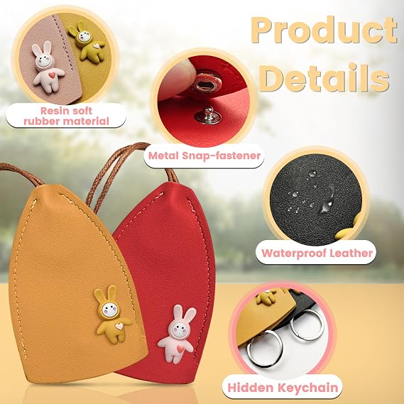 Cute Cartoon Pull-out Key Case-Quick Pull Design Anti-Scratch Key Pouch-4 Pack