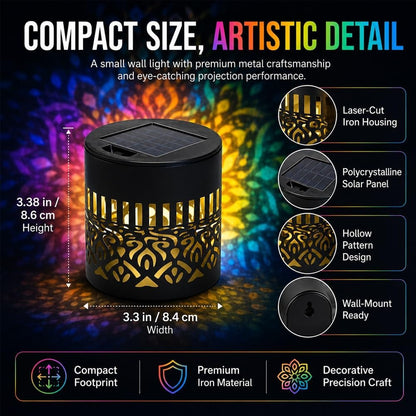 Solar Mandala Wall Light Outdoor Garden Fence Projector Lamp