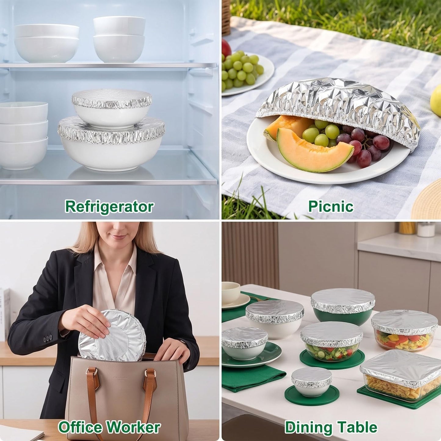 20 Pcs Aluminum Food Covers with Elastic Fits 3.93-14in Containers