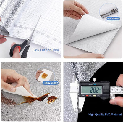 Oil-Proof Aluminum Foil Kitchen Sticker (Waterproof & Heat-Resistant, 40cm x 3m)