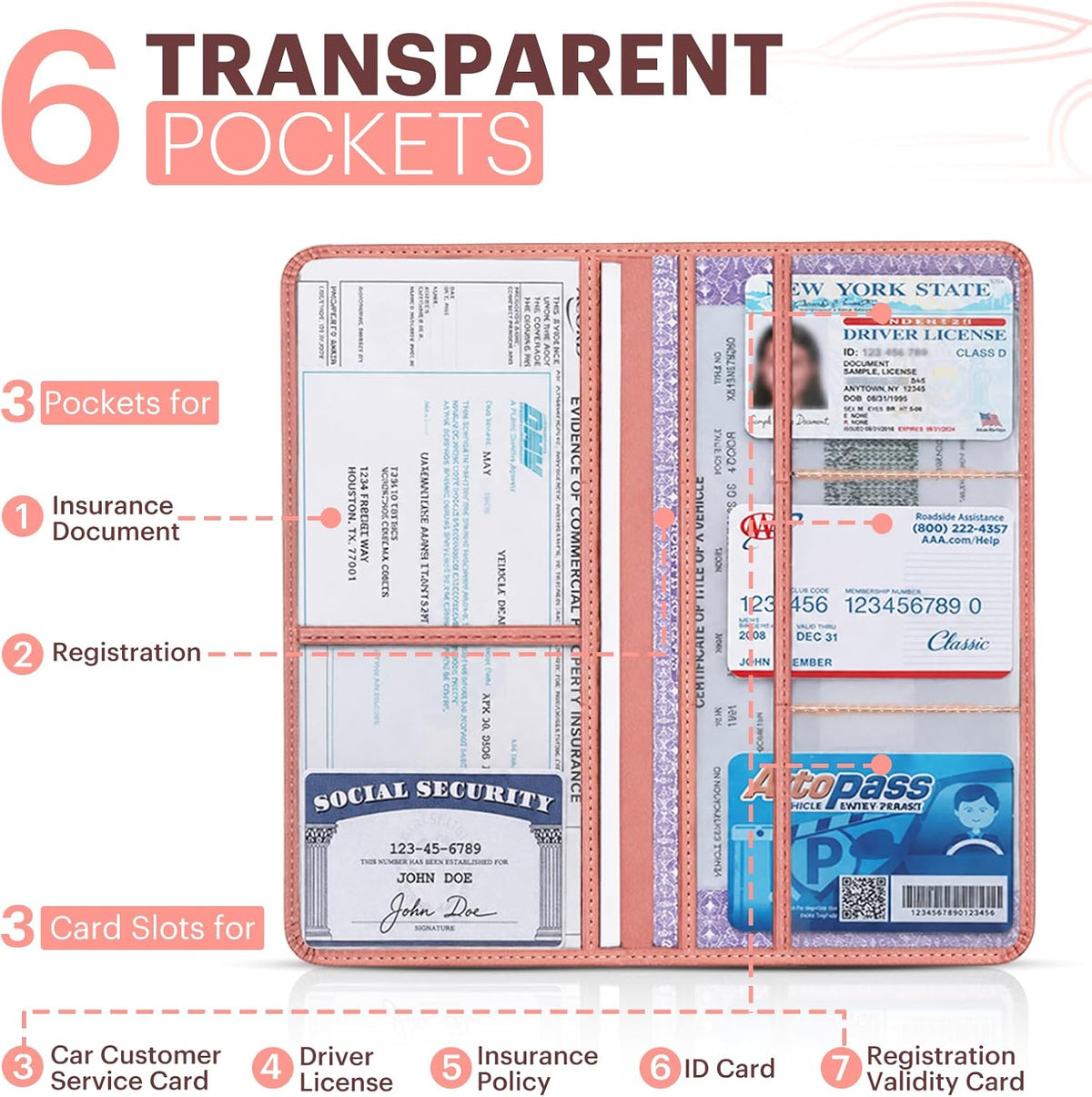 Car Registration And Insurance Card Holder, Car Document Holder