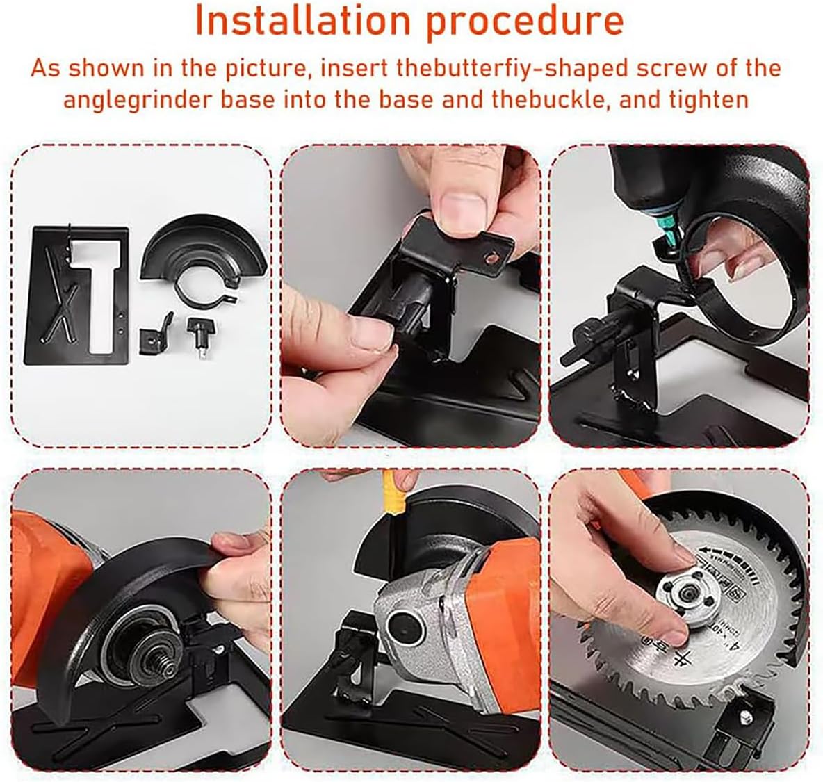 Generic Angle Grinder Stand Set,Includes Adjustable Cutting Bracket & 5.3" Thickened Guard