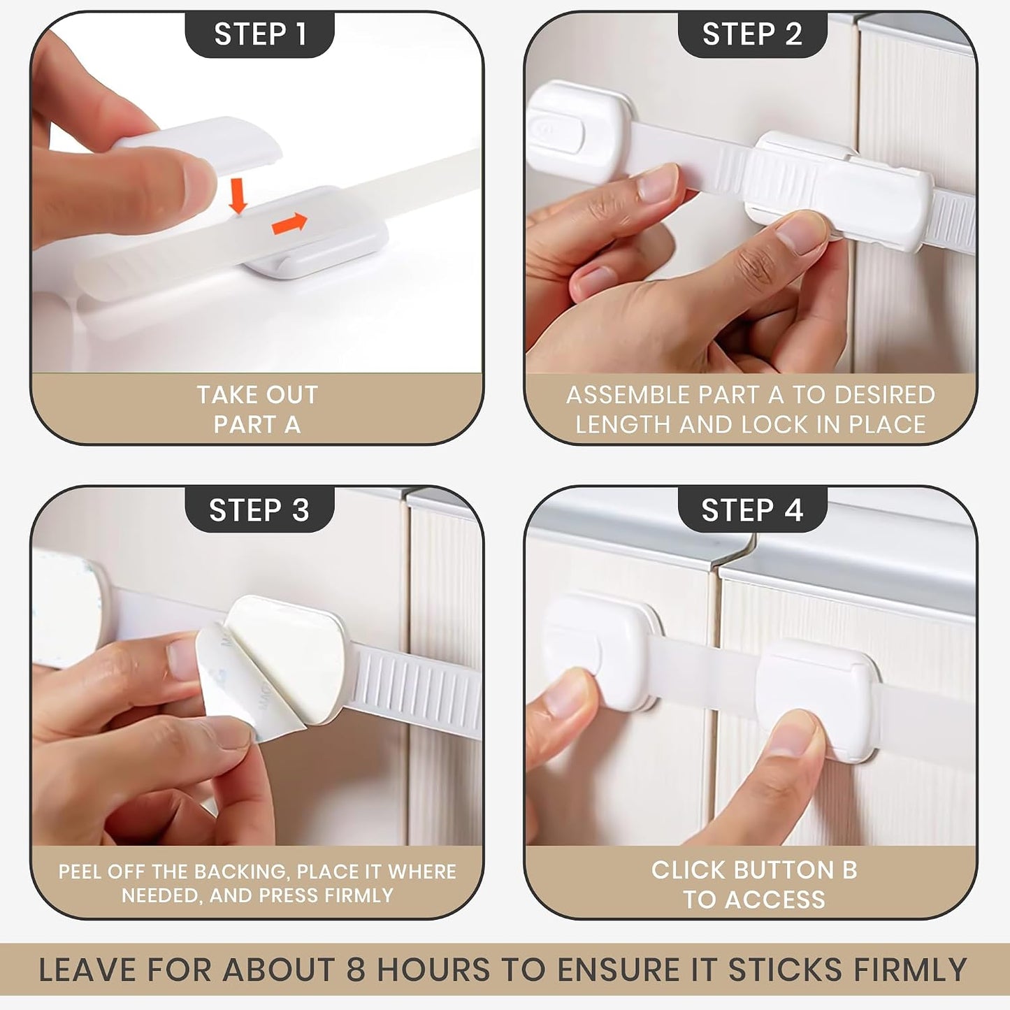6 Pack Child Proof Cabinet Locks No Screws