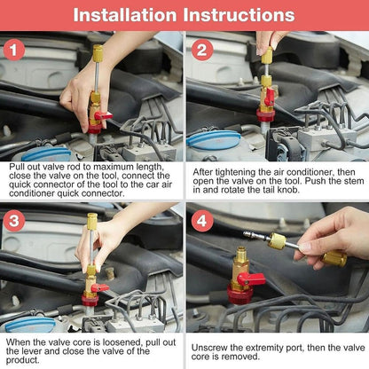 R134A Valve Core Remover Tool – Automotive AC Repair Valve Core Removal & Installation Tool for Standard & JRA Couplers